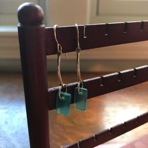 NEW Turquoise sea glass earrings on silver hooks